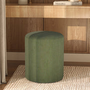pouf piccolo rotondo in velluto verde kaki Lily