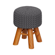Petit tabouret rond en tricot coton gris foncé Lisa – Maison Pavane