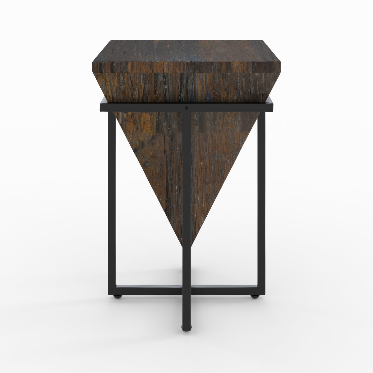 petite table d appoint kara en bois fonce et metal noir
