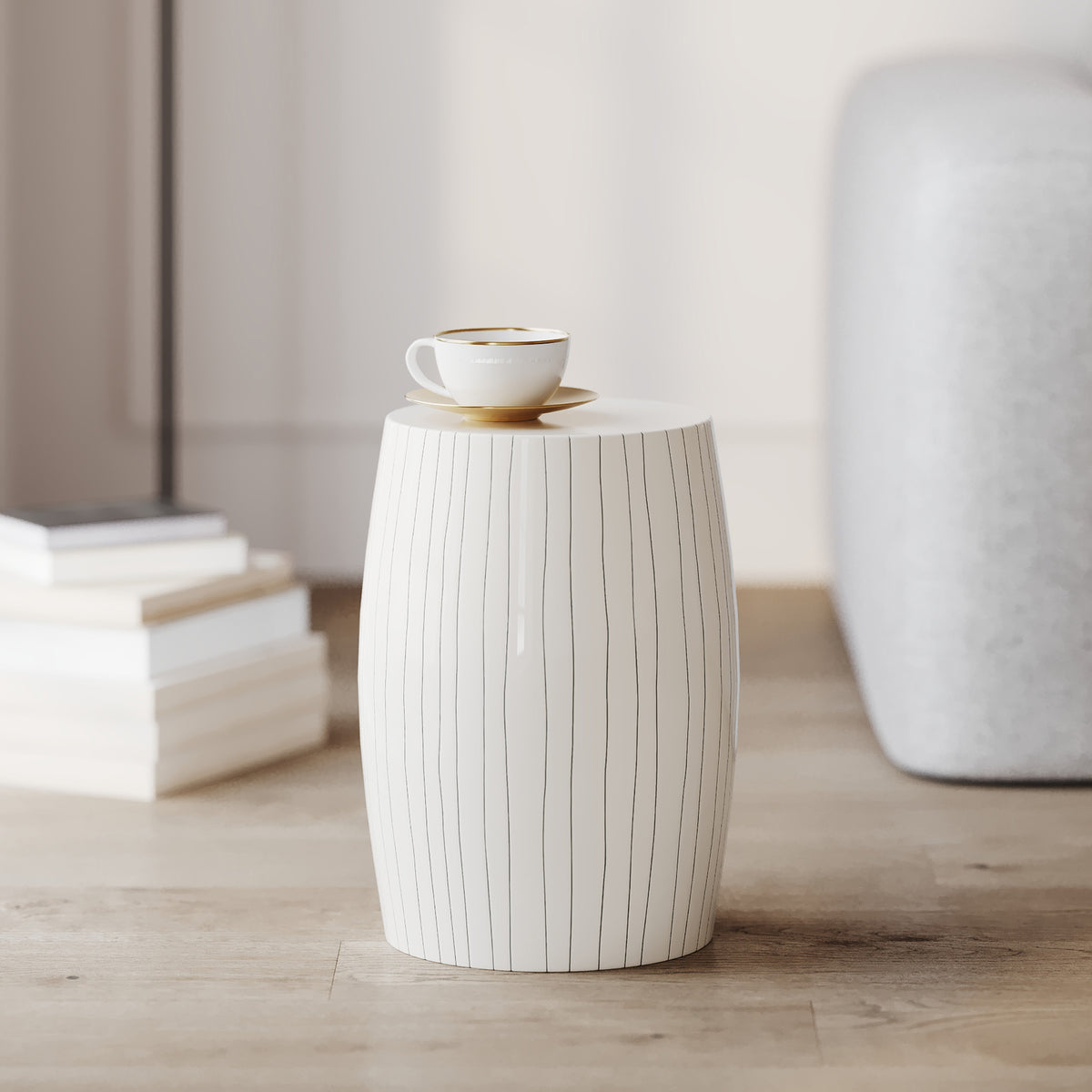 petite table d appoint nello blanche ronde rayures