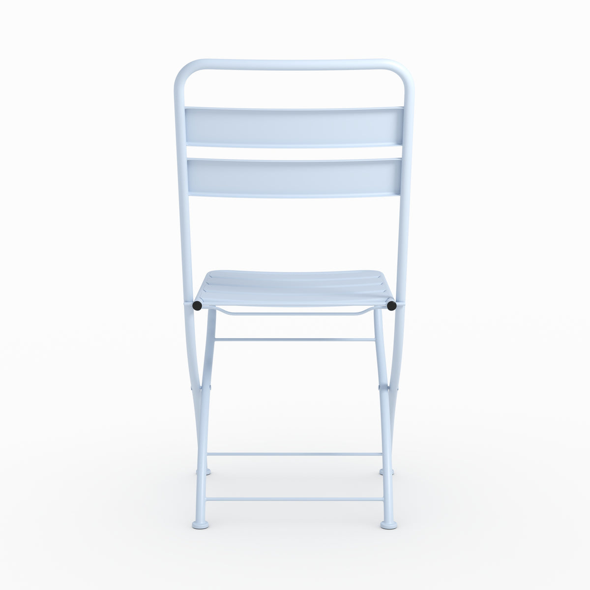 Photo de lot de 2 chaises de jardin Yumi en métal bleu pastel pliantes