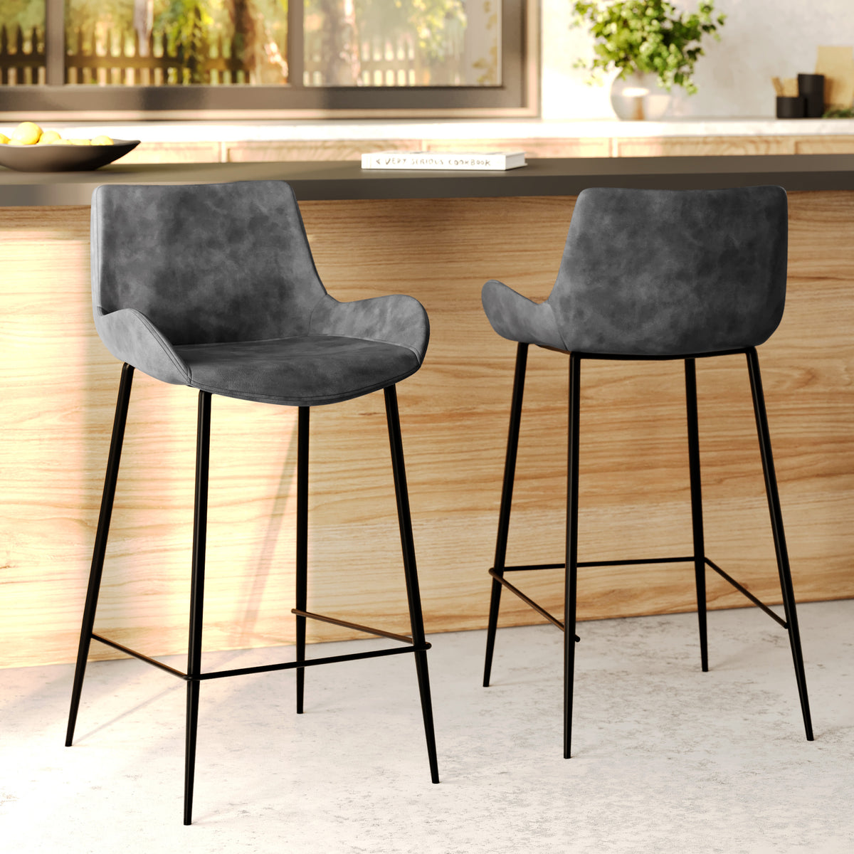 pirata gris et noir 65 cm lot 2 chaise de bar