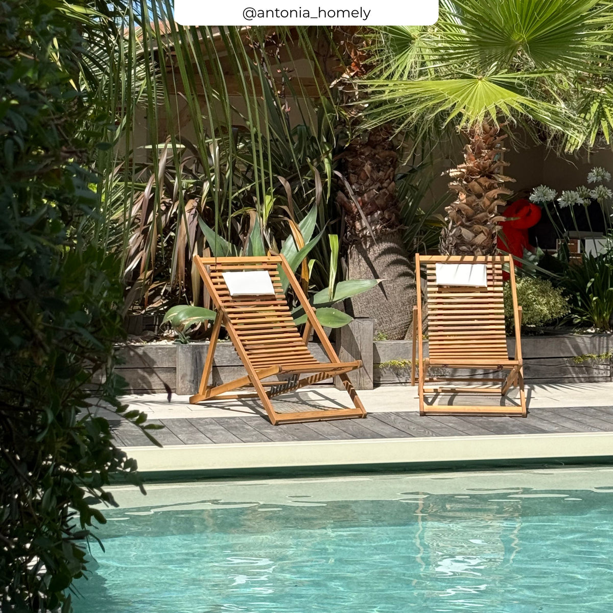 Piscine 2 chiliennes de jardin bois et tissu écru Nacpan – Maison Pavane