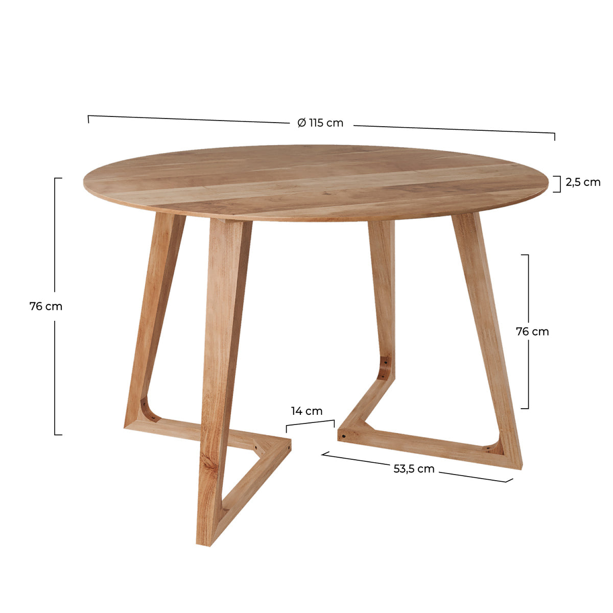 rdv deco acheter table manger ronde bois d acacia et metal 115 cm