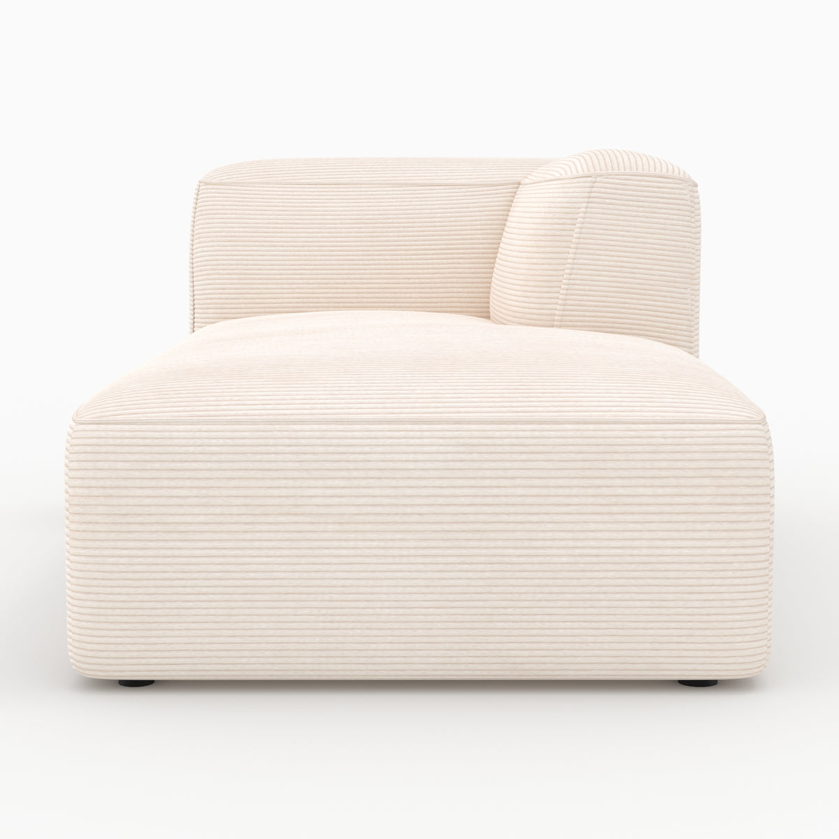 Canapé Mina blanc 4 places velours côtelé 2 poufs