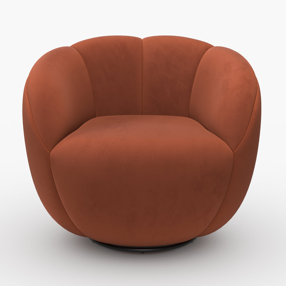 Fauteuil Yse pivotant velours rouille