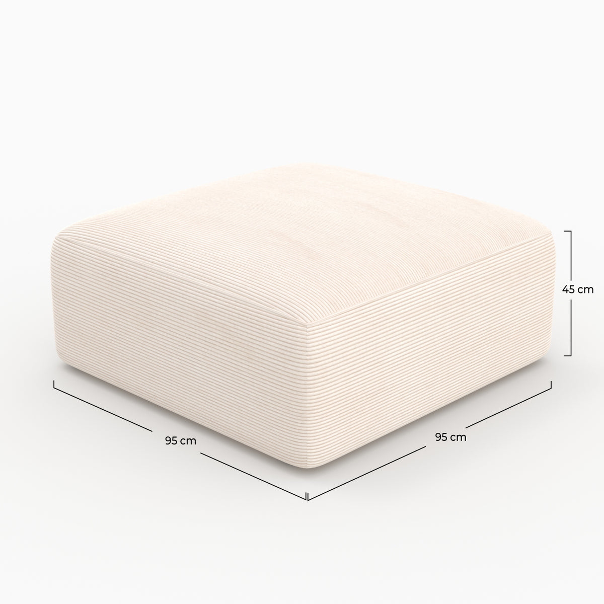 Pouf carre Mina velours blanc cassé canapé modulable