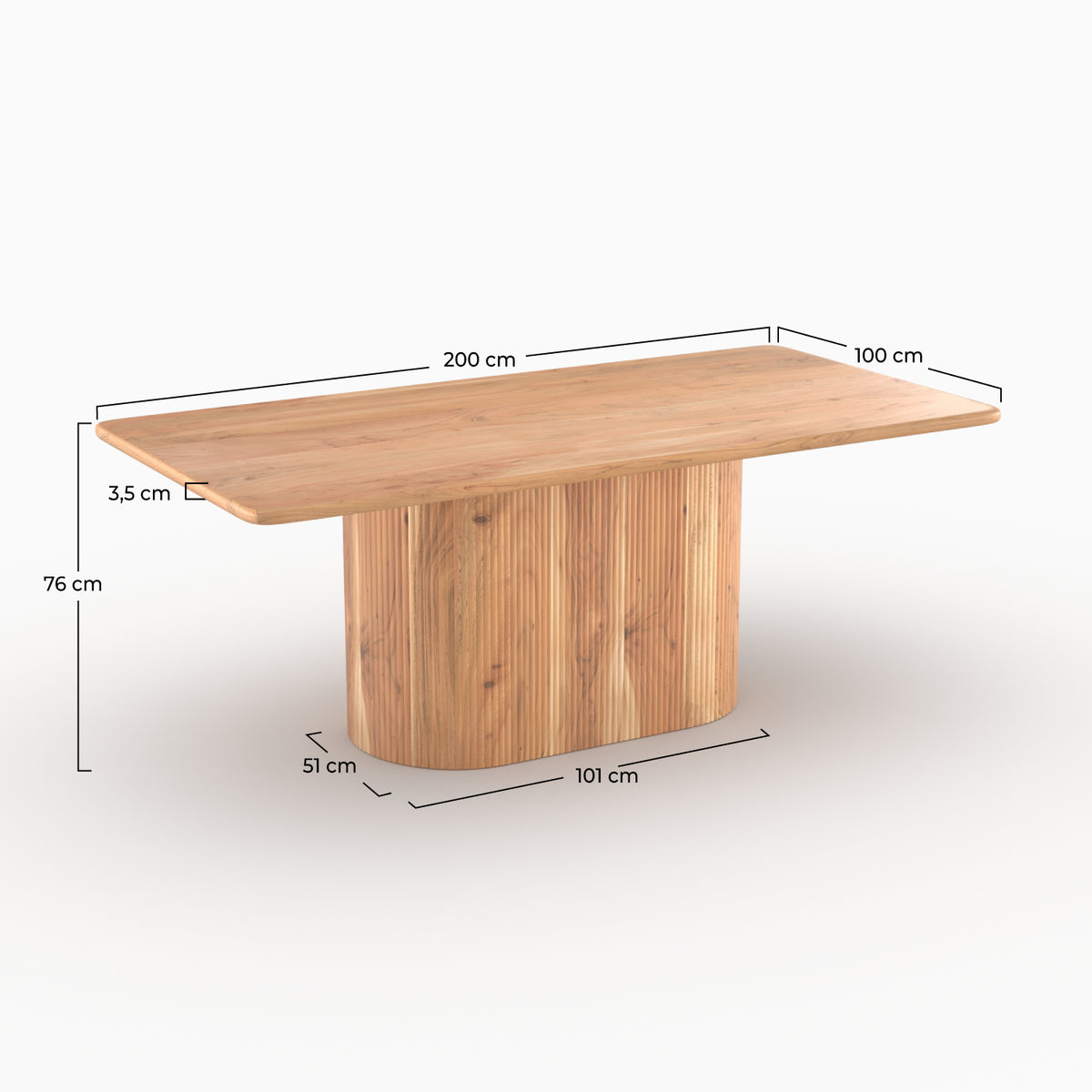 Table june acacia bois massif 6 places