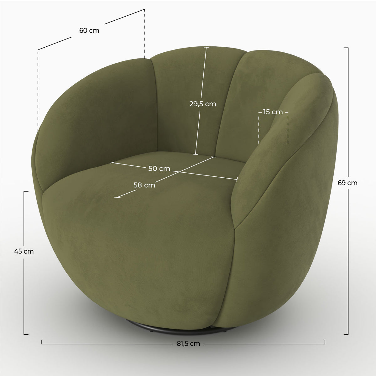 rendez vous deco yse fauteuil pivotant velours vert