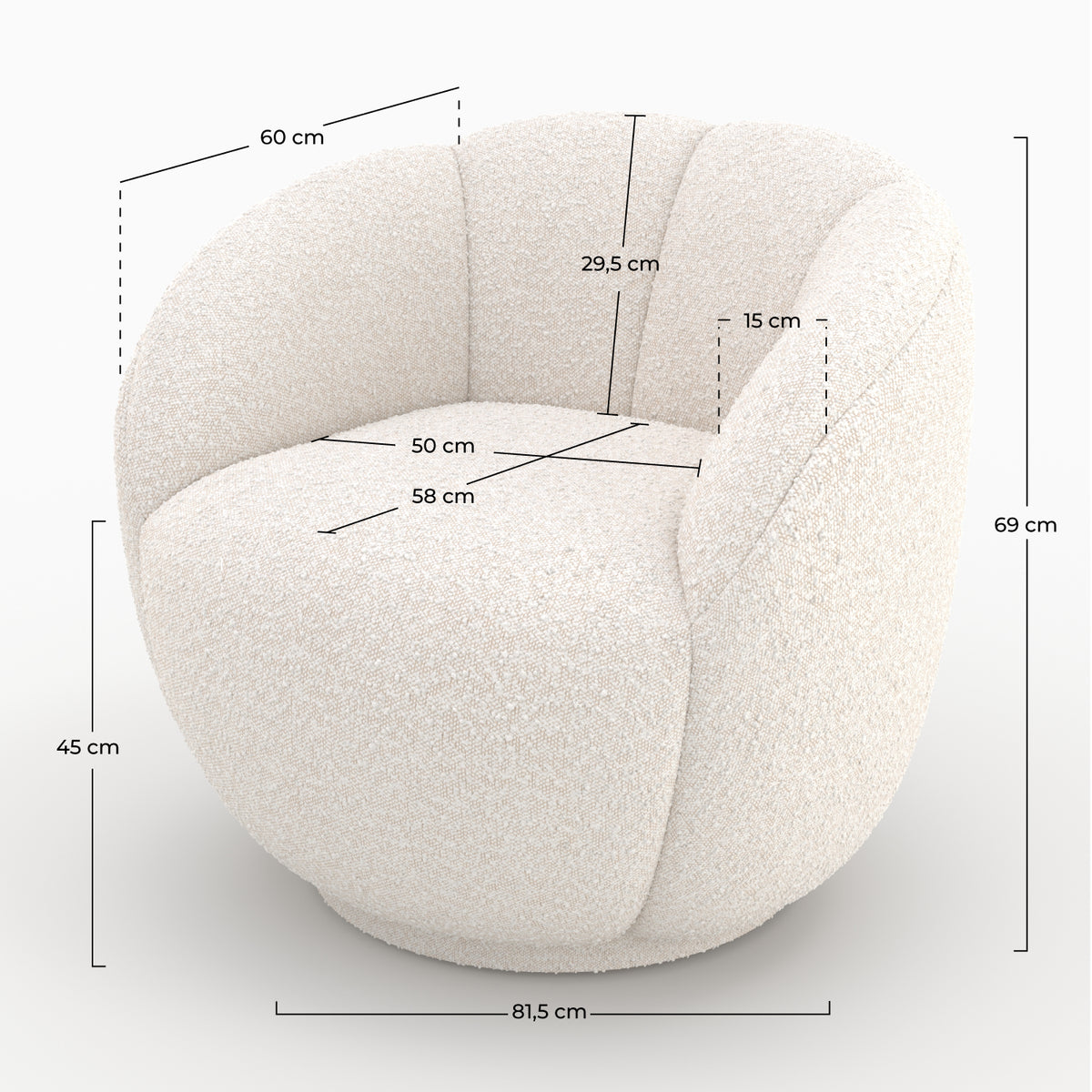 rendez vous deco yse fauteuil tissu boucle blanc