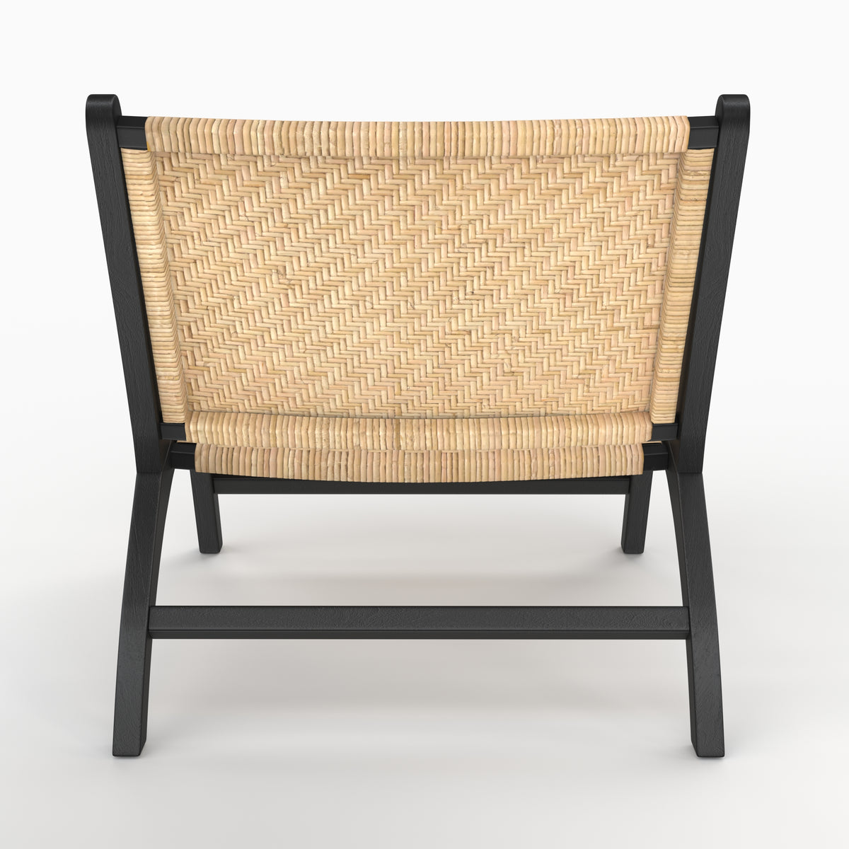 Fauteuil Kilka bois teck rotin chevron noir