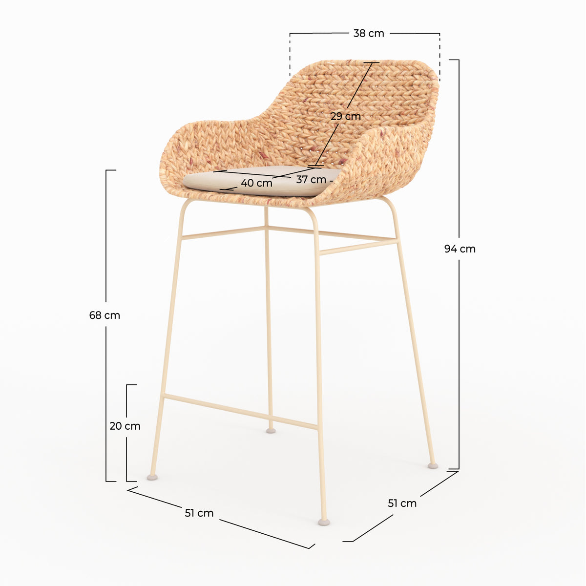 Chaises ilotcentral Faro 66cm lot2 naturelle bohème nature