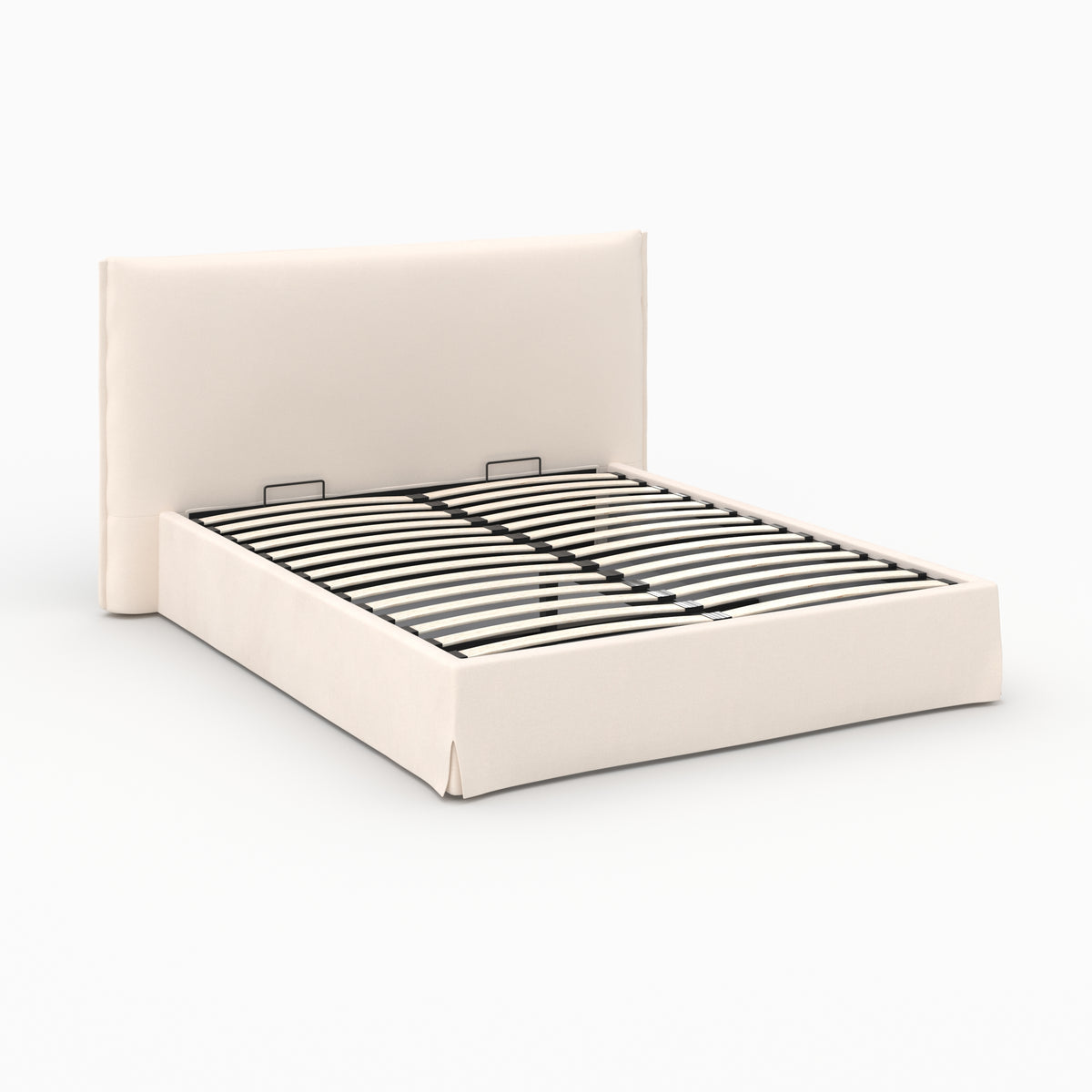 Safia lit coffre blanc tissu 160x200cm double