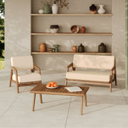 Salon de jardin en tissu beige et bois clair Siargao