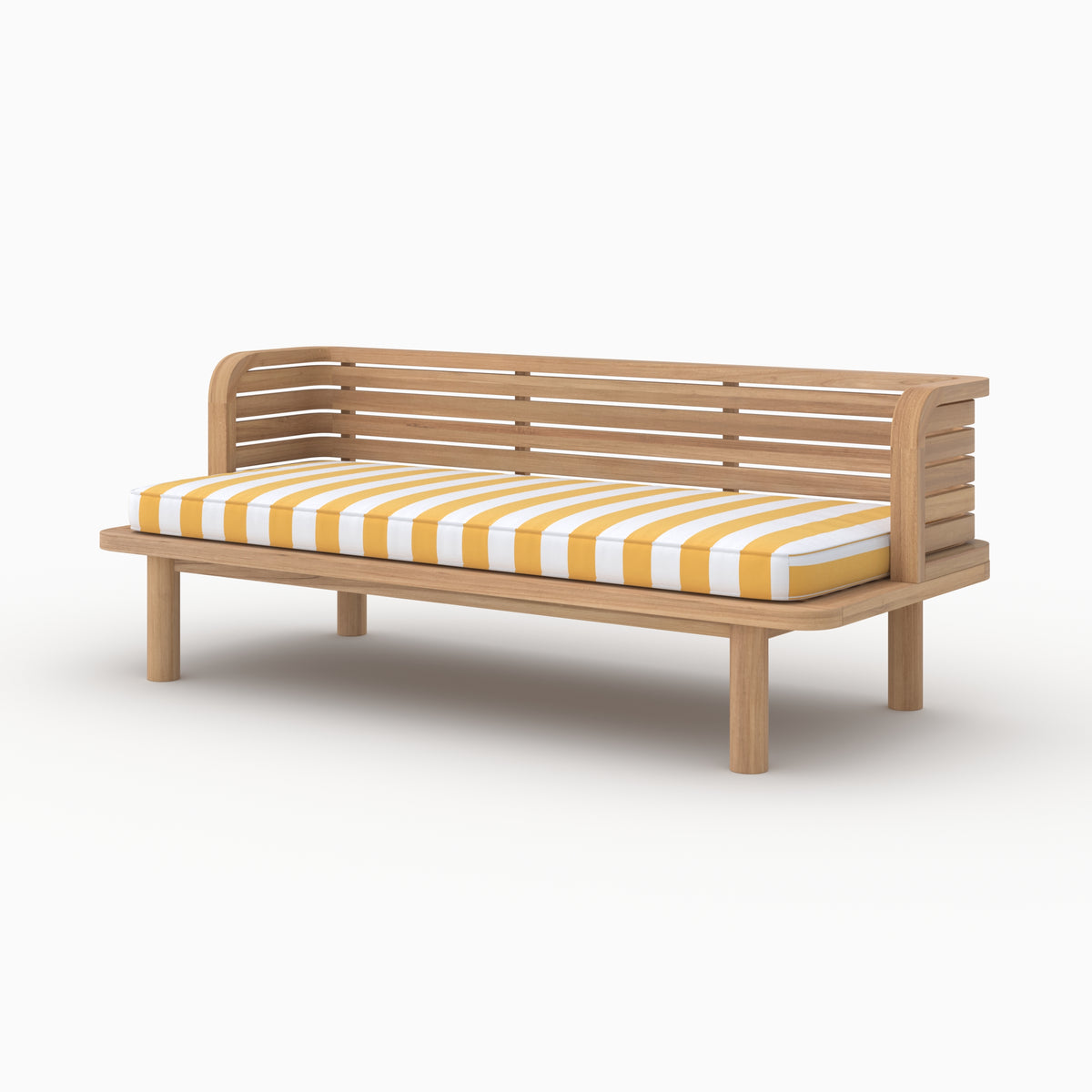 Salon de jardin Kilda 3 places teck massif tissu jaune