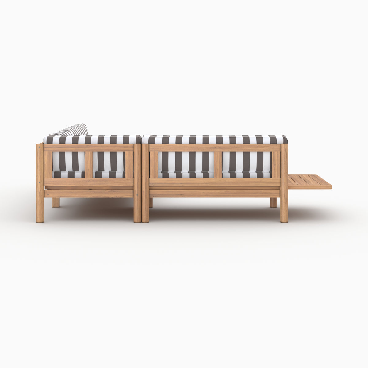 Salon jardin Nadila canapé angle teck massif 4 places gris