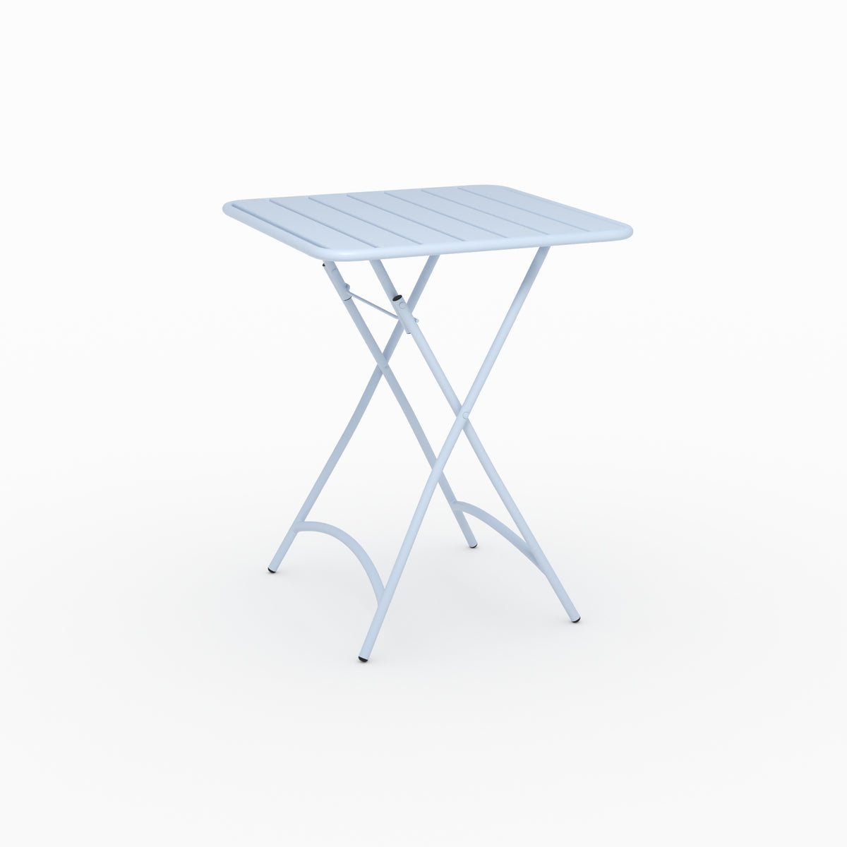 Salon jardin Yumi table chaises pliantes bleu métal 2 personnes