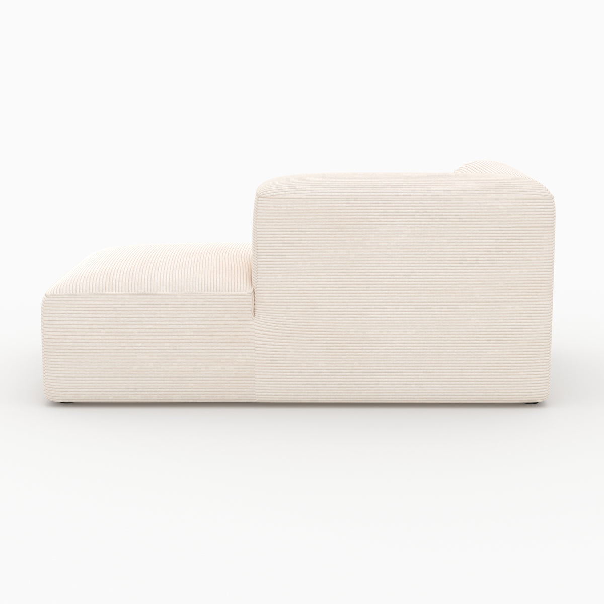 Salon Mina canapé modulable velours côtelé blanc 4 places 2 poufs