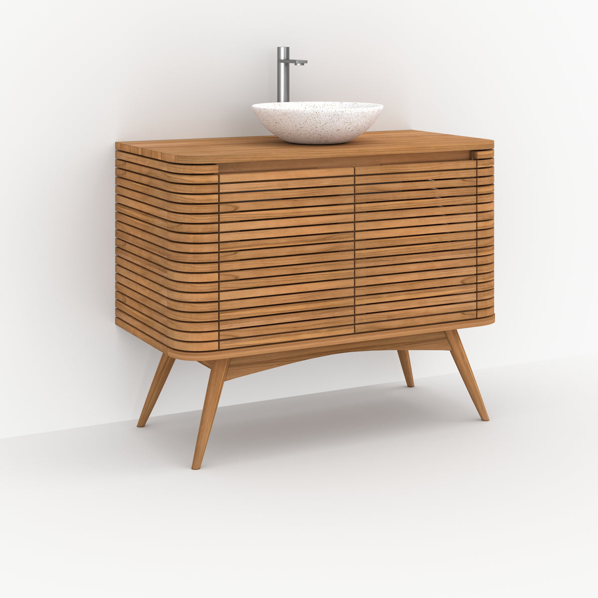 sdb meuble en bois de teck 100 cm rangement auguste
