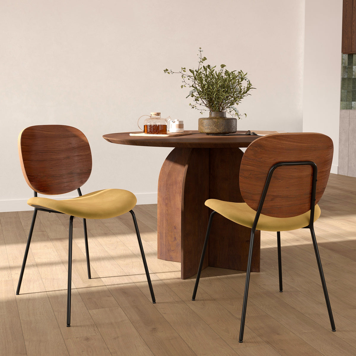 simone en velours jaune marron lot de 2