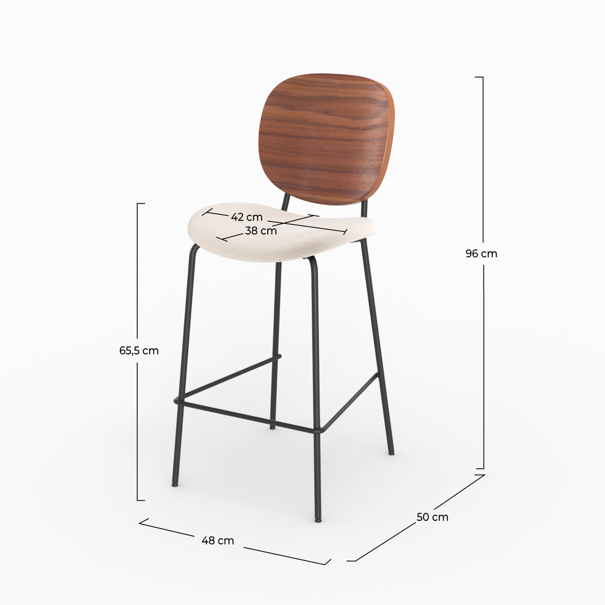 simone lot 2 chaises ilot central 65 5cm tissu beige
