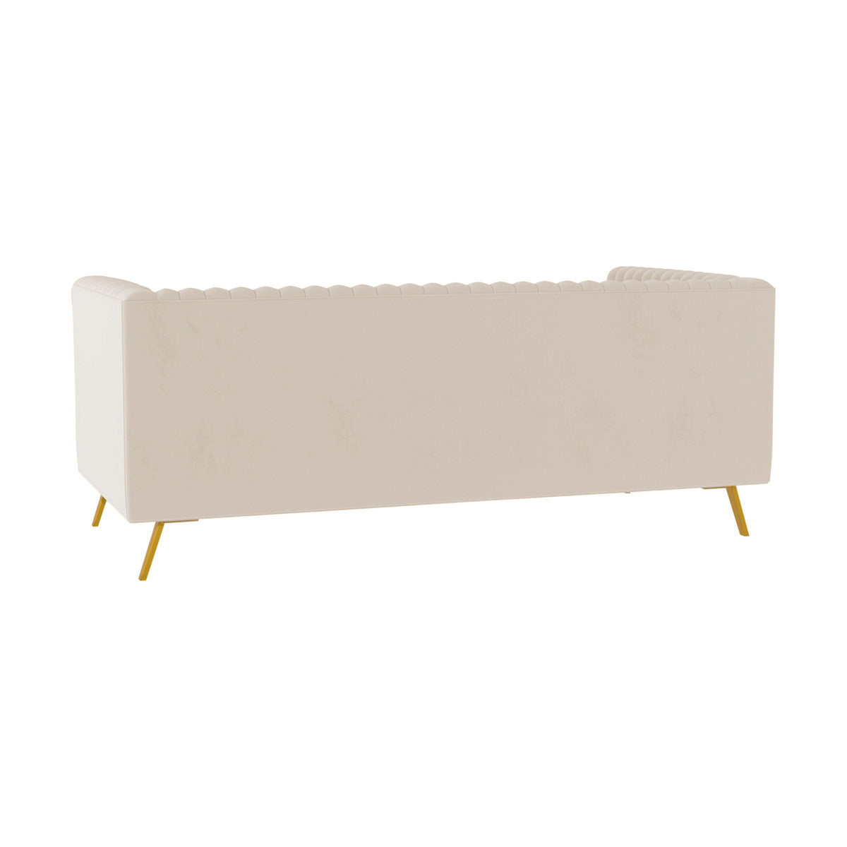 Canapé 2 places Gatsby velours beige vue arrière trois quarts – Maison Pavane