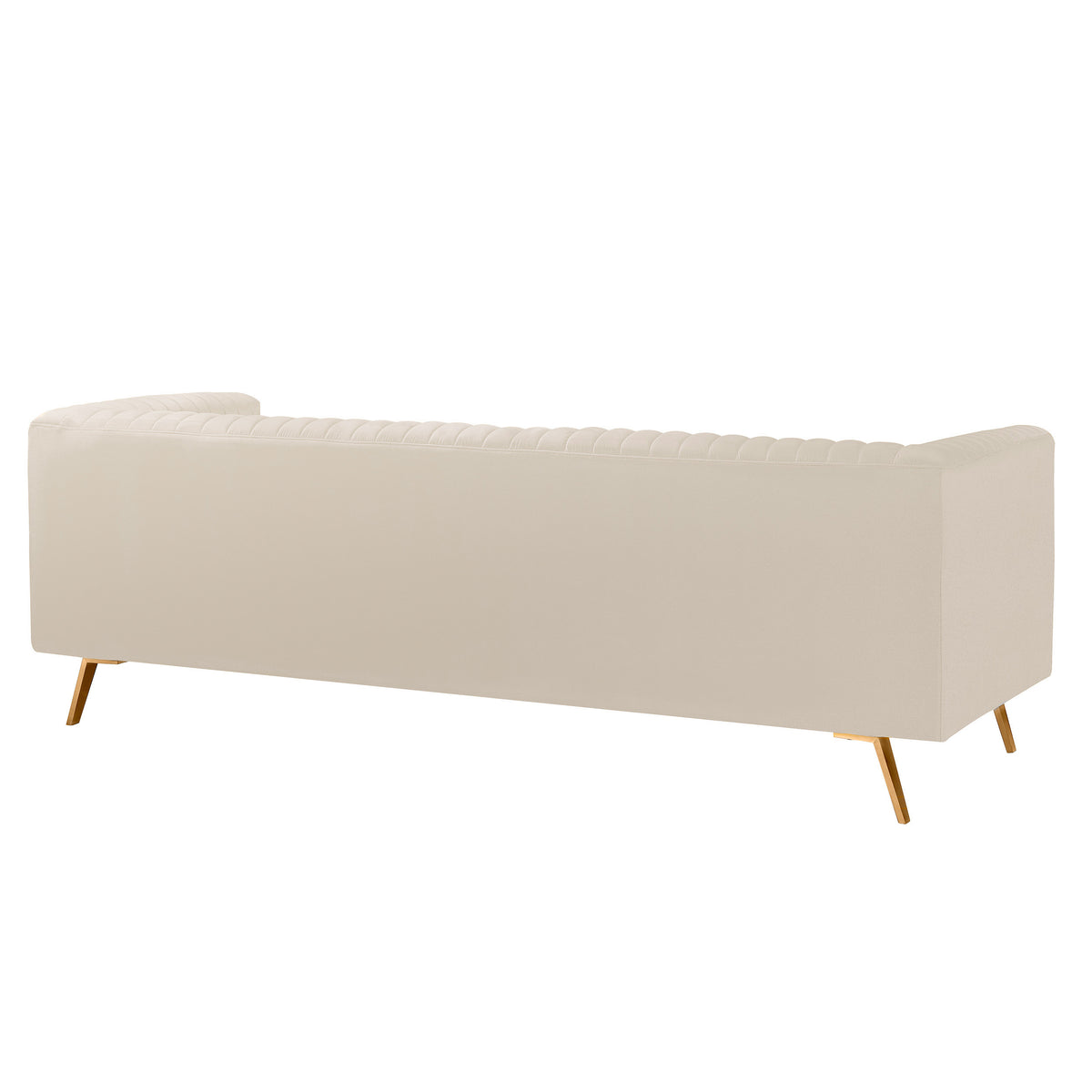 Canapé 3 places Gatsby velours beige vue arrière trois quarts – Maison Pavane