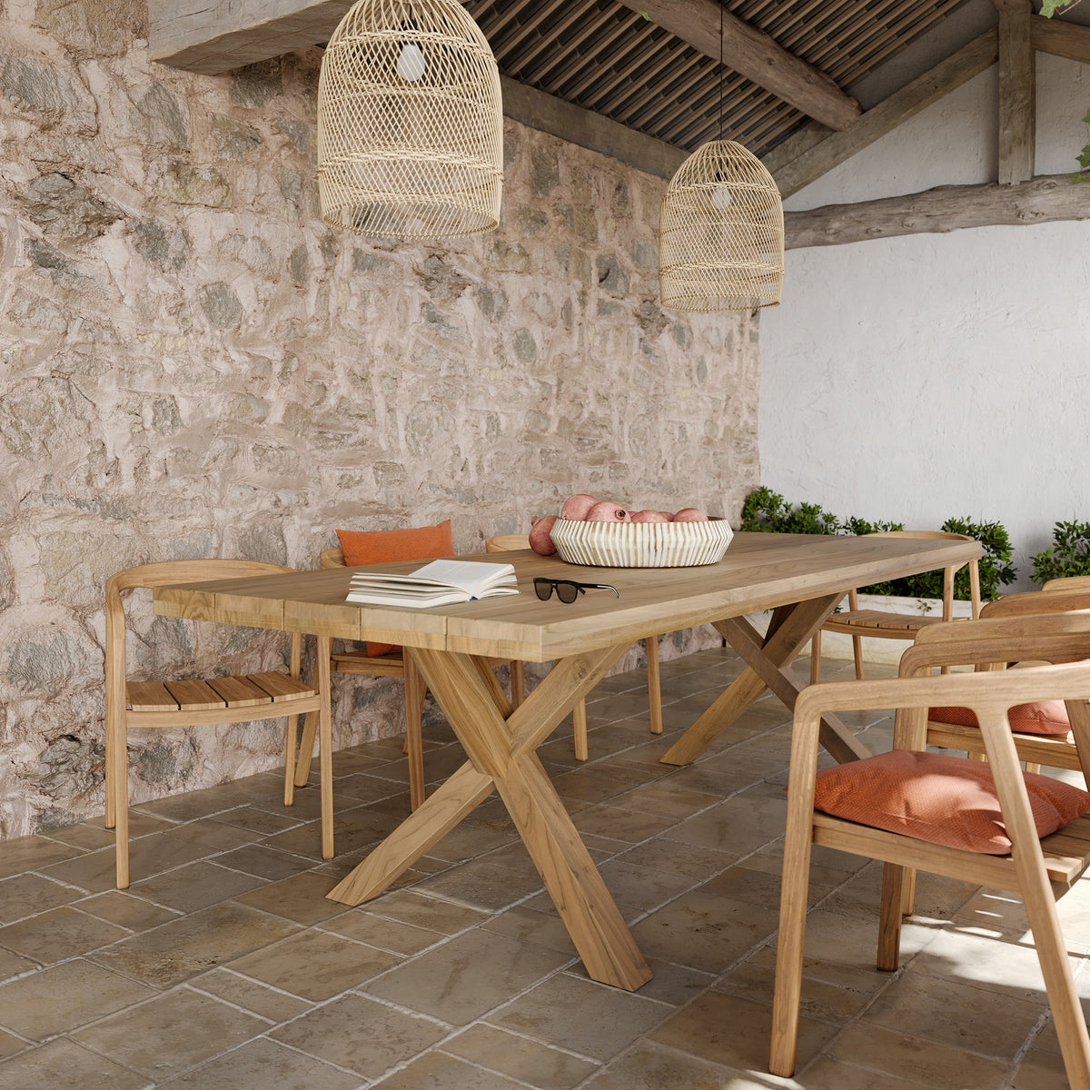soraya table de jardin 240 cm bois de teck massif focus