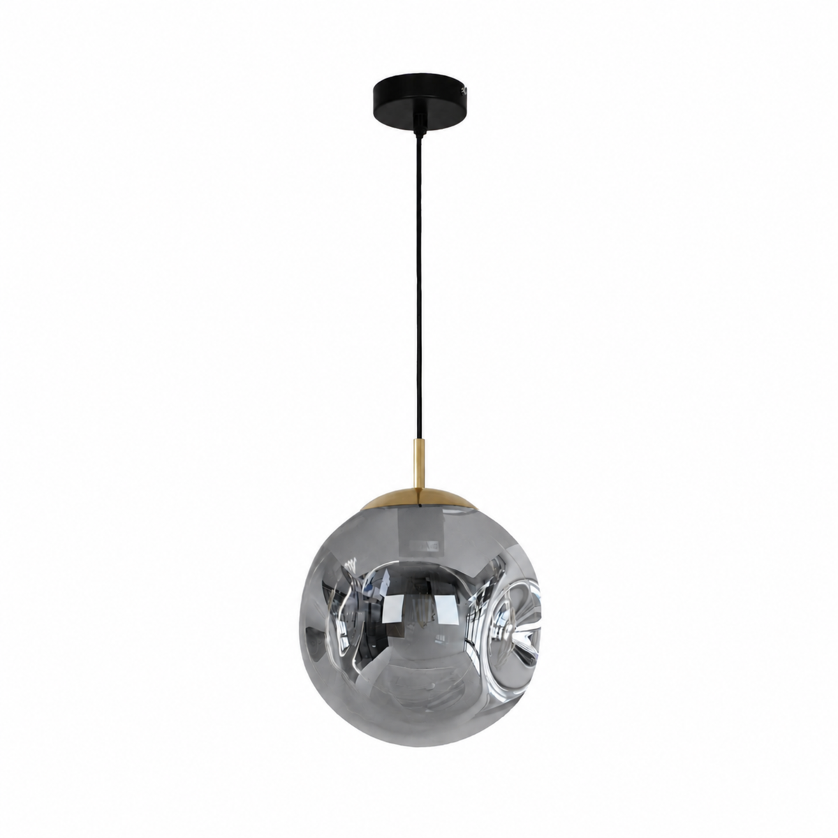 Suspension Brume globe verre fumé chrome D25 face – Maison Pavane