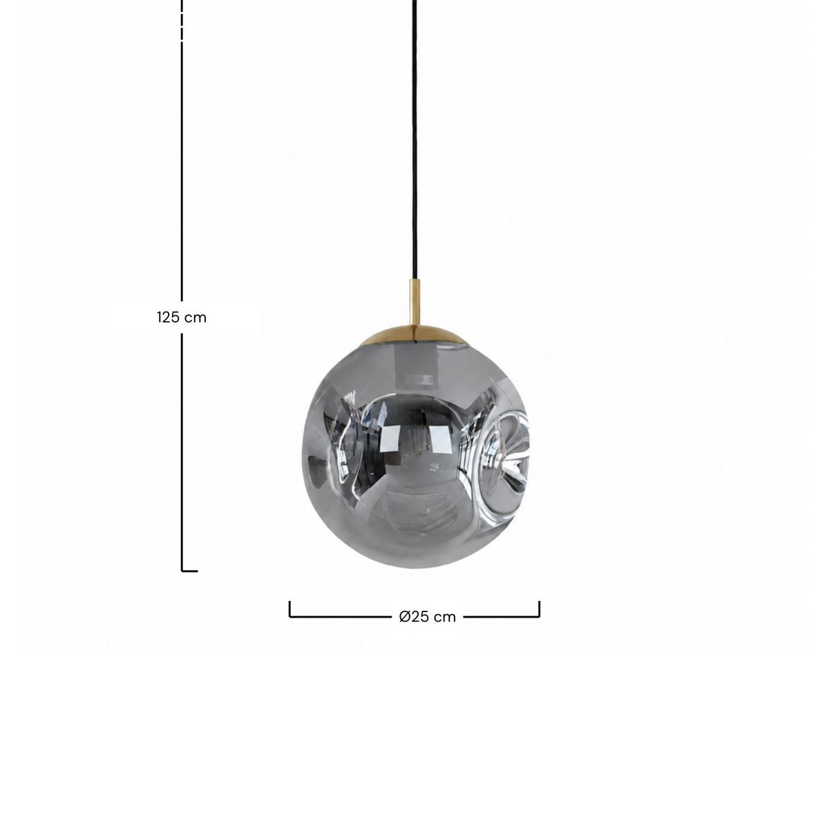 Suspension Brume verre fumé chrome D25 schéma cotes – Maison Pavane