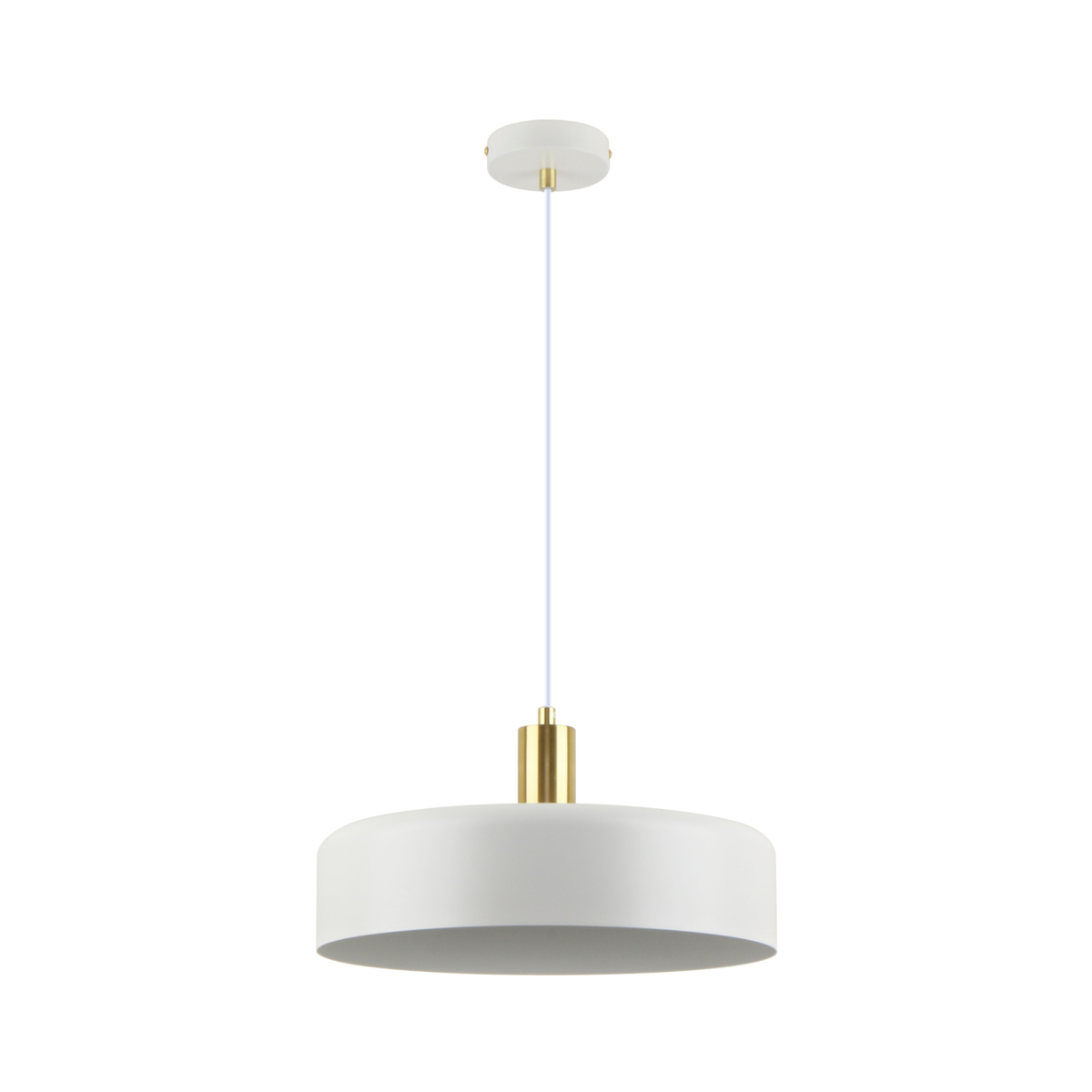 Suspension Nox abat-jour métal blanc D35 face – Maison Pavane