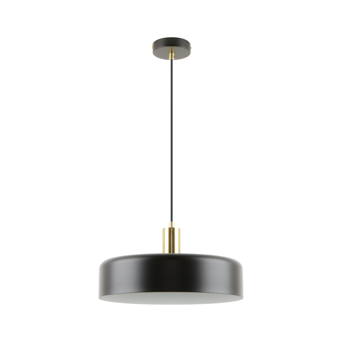 Suspension Nox abat-jour métal noir D35 face – Maison Pavane