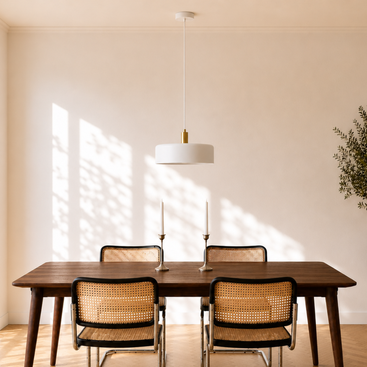 Suspension Nox blanc salle à manger ambiance – Maison Pavane