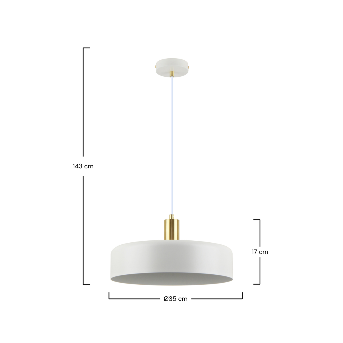 Suspension Nox métal blanc D35 schéma cotes – Maison Pavane