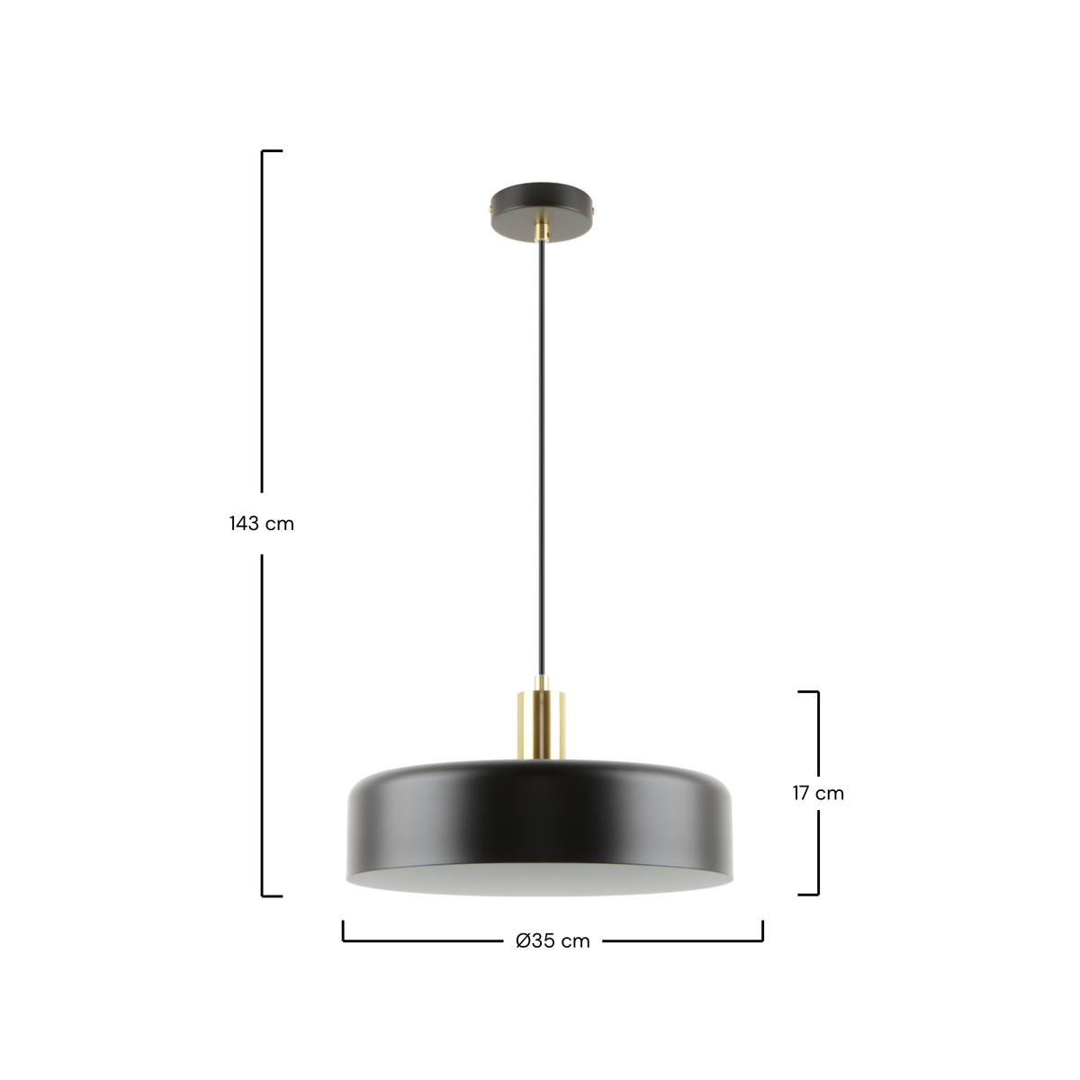 Suspension Nox métal noir D35 schéma cotes – Maison Pavane