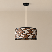 Suspension Phil bambou tressé marron noir ambiance plafond – Maison Pavane