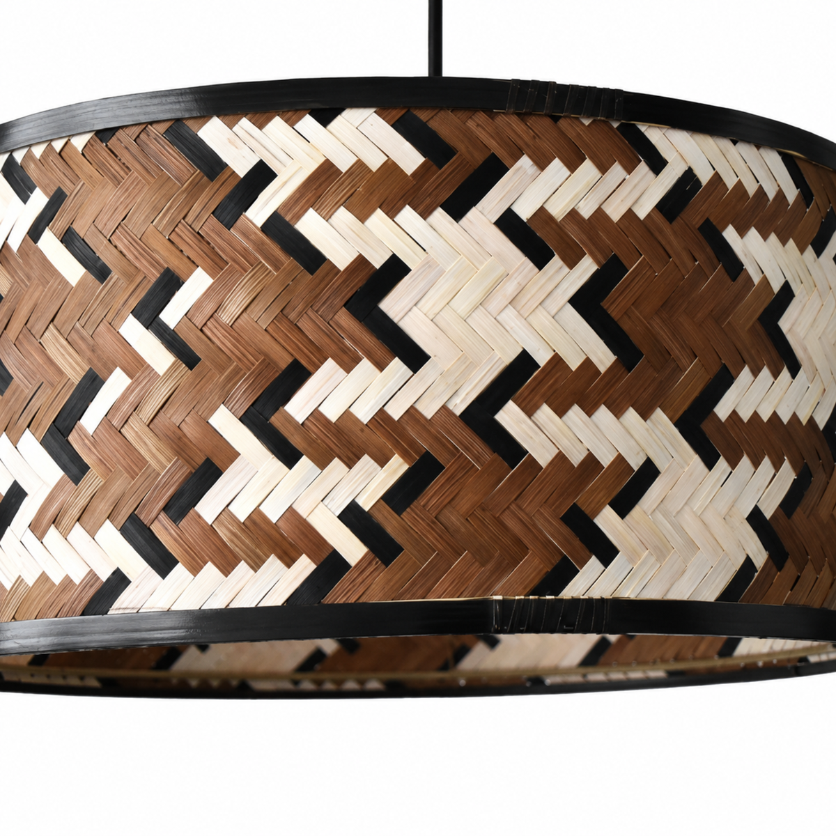 Suspension Phil bambou tressé marron noir détail tressage – Maison Pavane