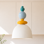 Suspension Pili céramique blanc bleu jaune ambiance – Maison Pavane