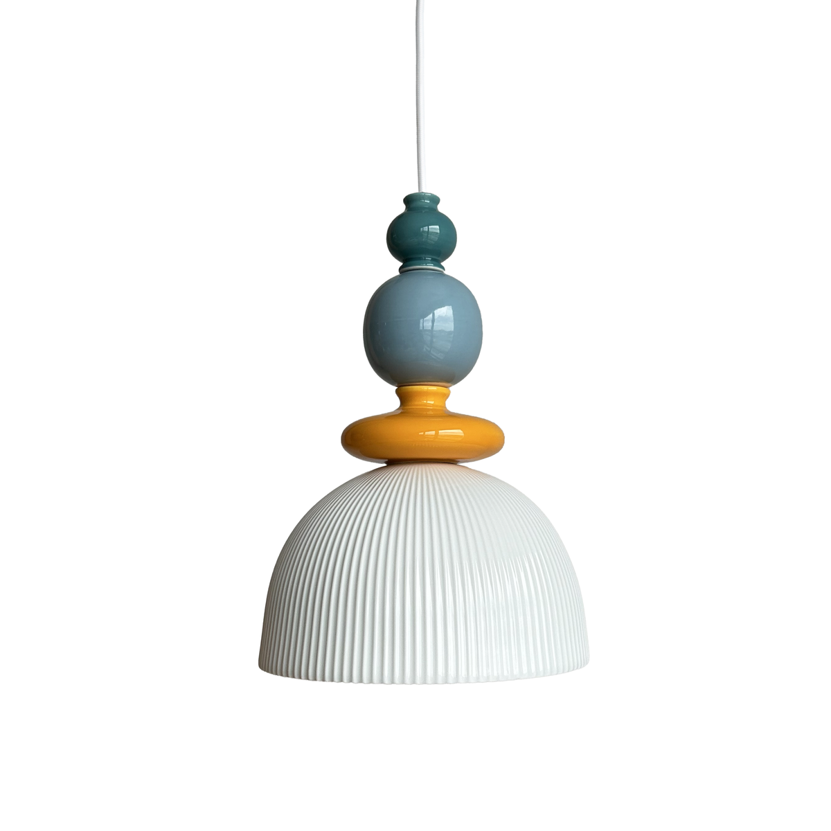 Suspension Pili céramique multicolore blanc D24 face – Maison Pavane
