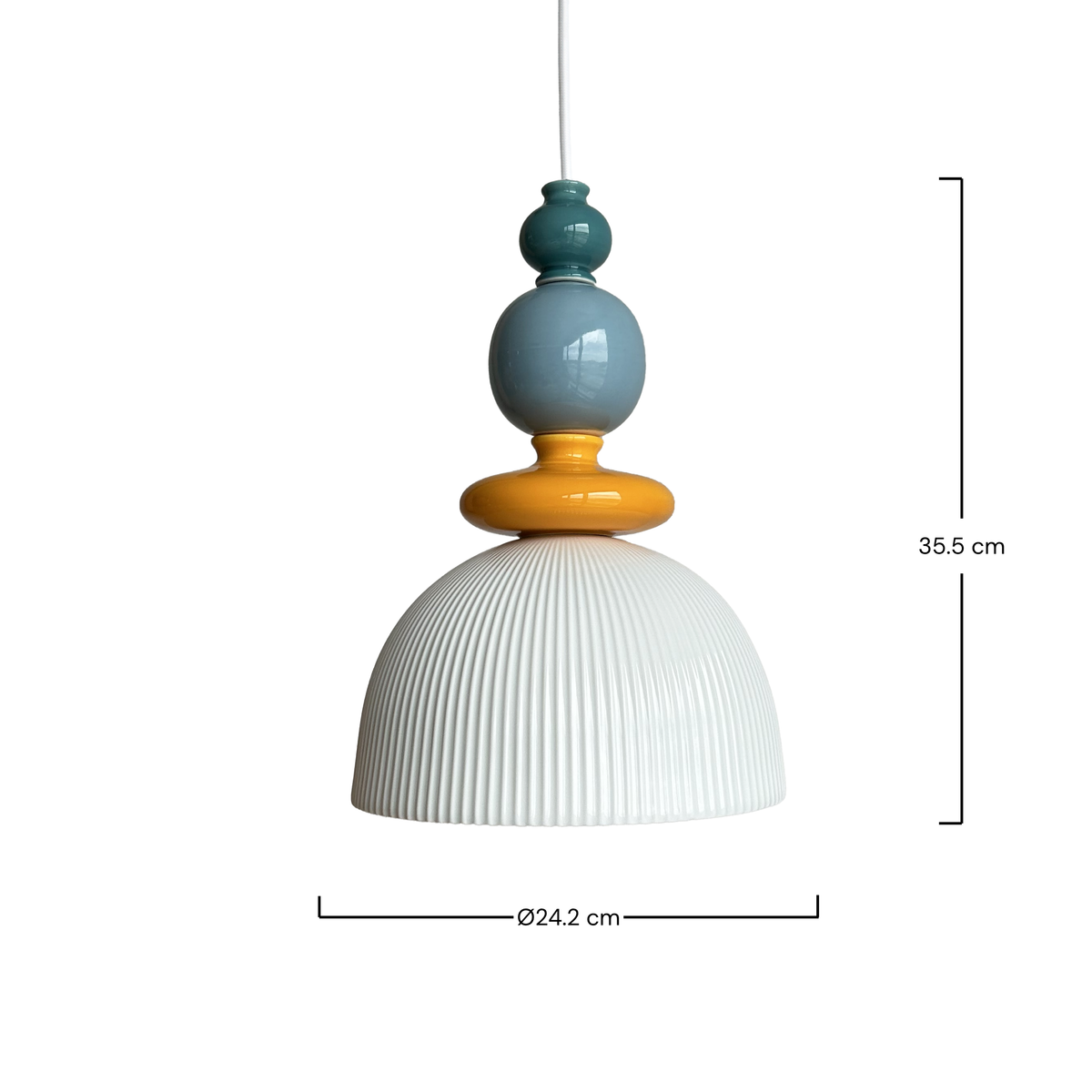 Suspension Pili céramique multicolore blanc schéma cotes – Maison Pavane