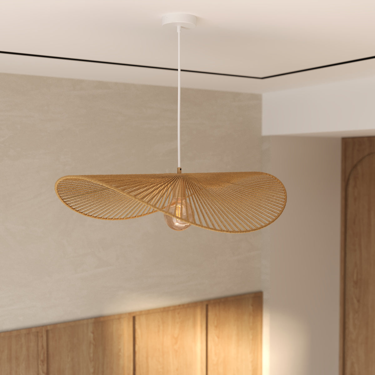 suspension ronde en papier de corde mada