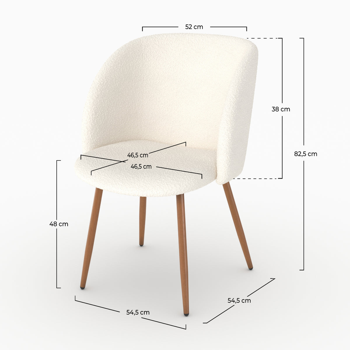 Swan lot de 2 chaises bouclé beige