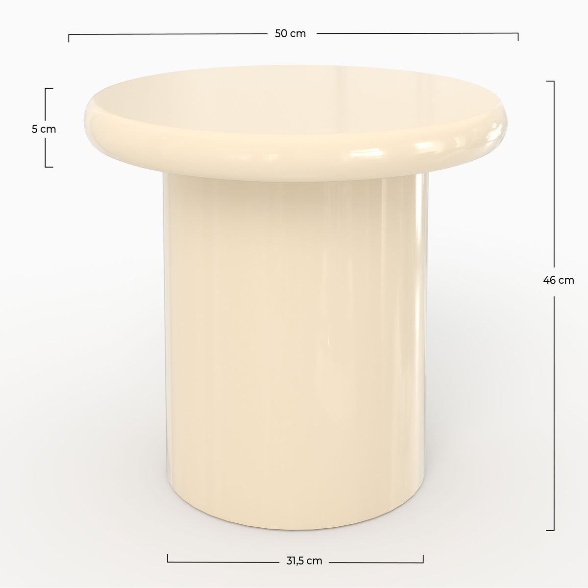 Table d'appoint Celine D50 MDF laqué blanc cotes dimensions – Maison Pavane