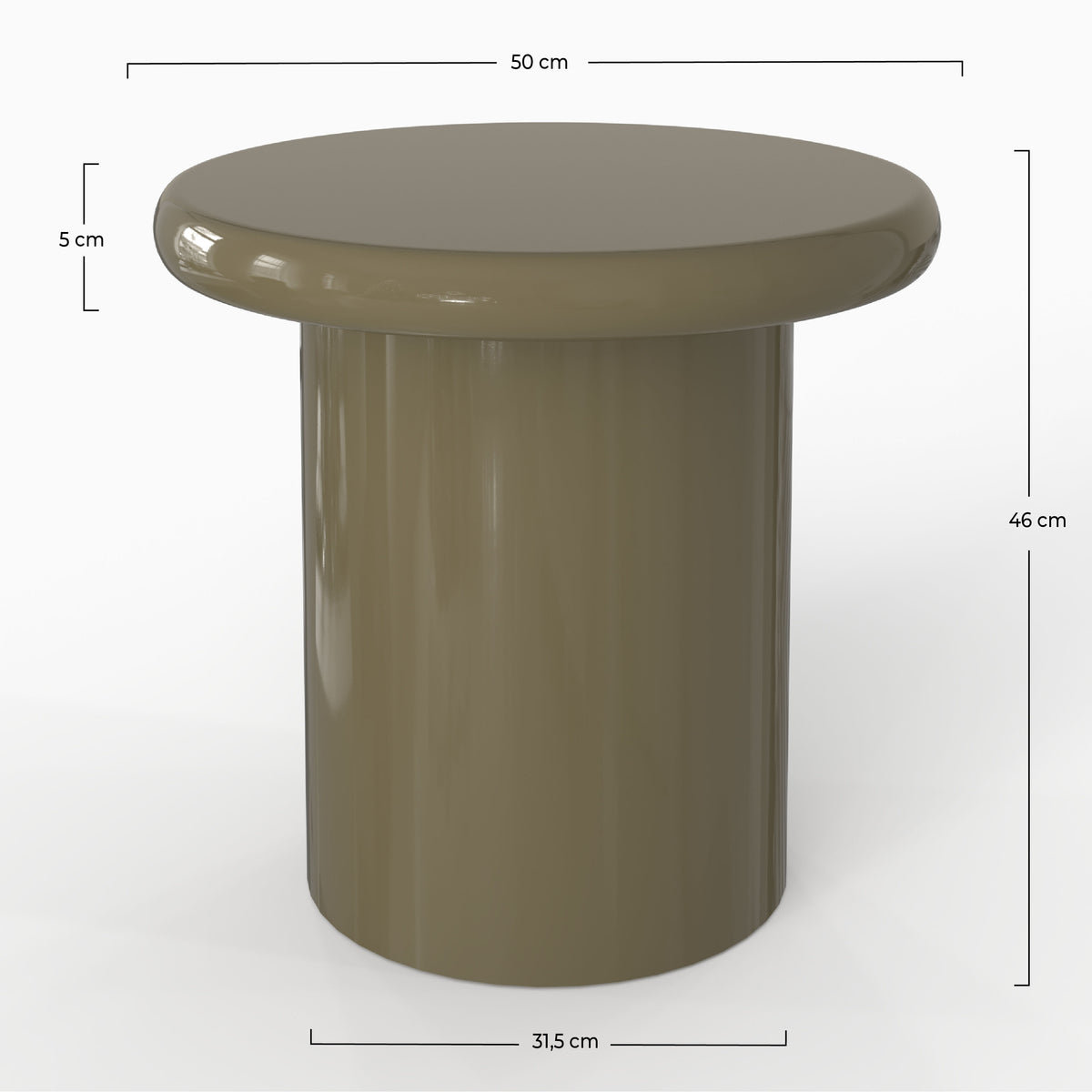 Table d'appoint Celine D50 MDF laqué vert kaki cotes dimensions – Maison Pavane