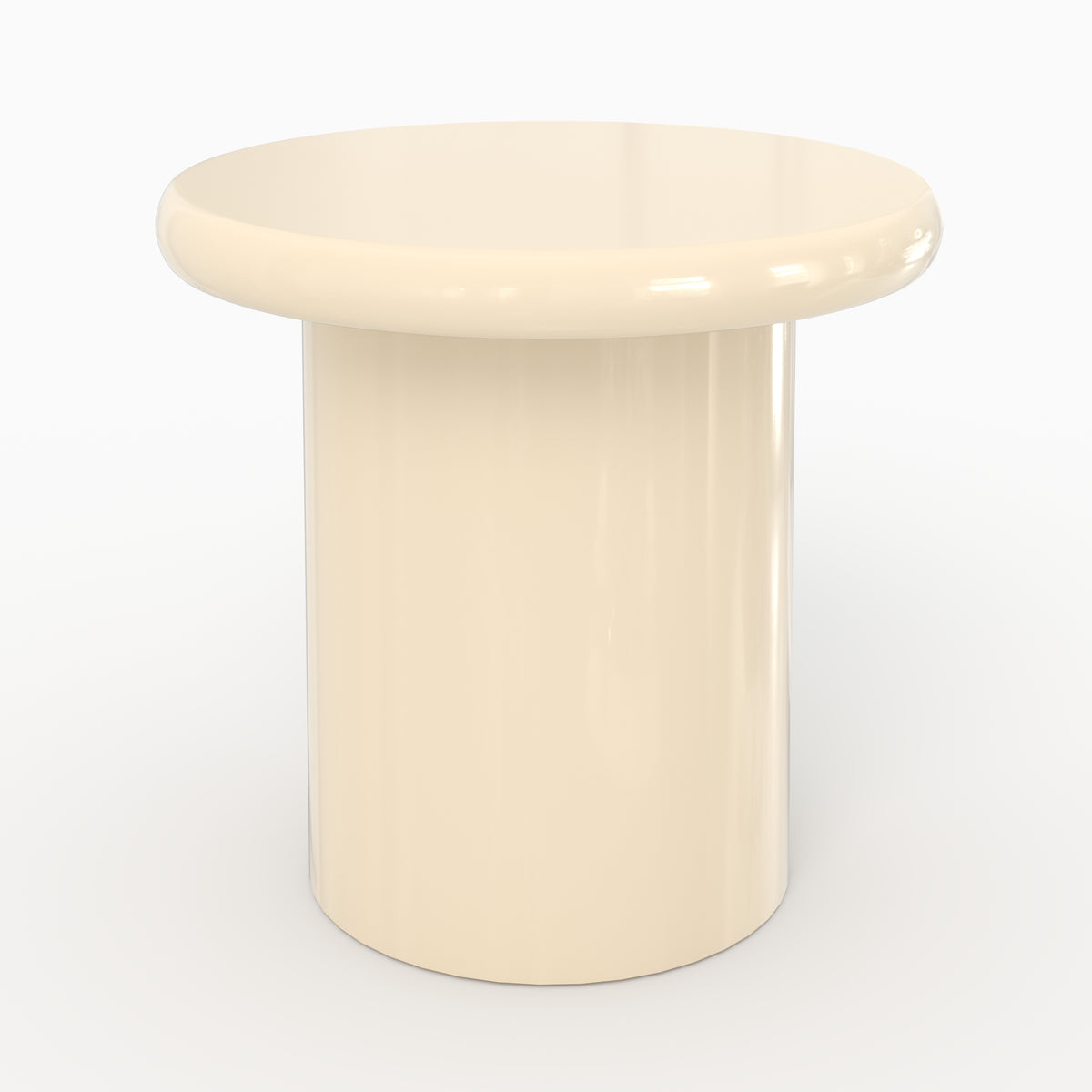 Table d'appoint Celine ronde MDF laqué blanc ivoire vue face – Maison Pavane