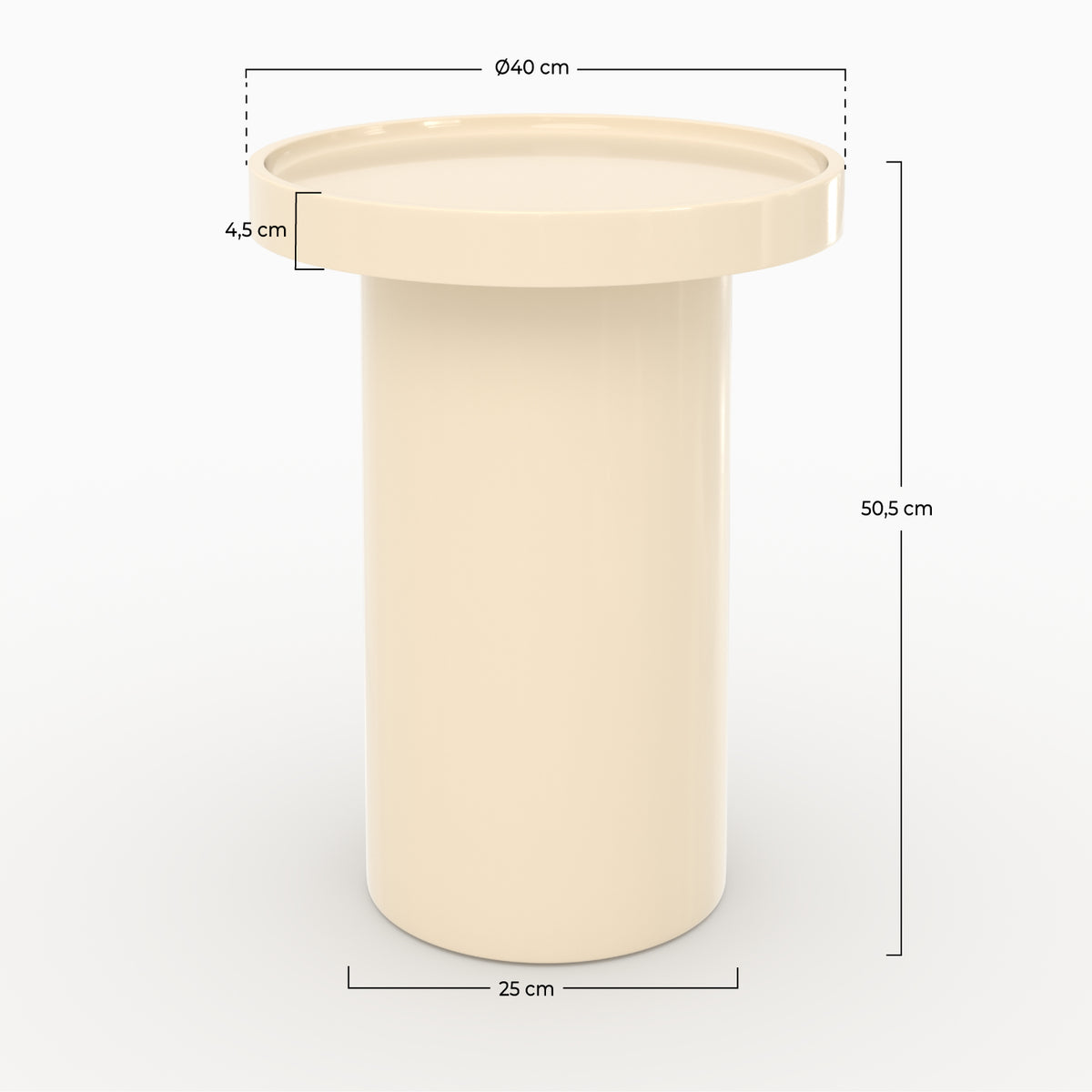 Table d'appoint Nora en MDF laqué blanc cassé, D40 cm
