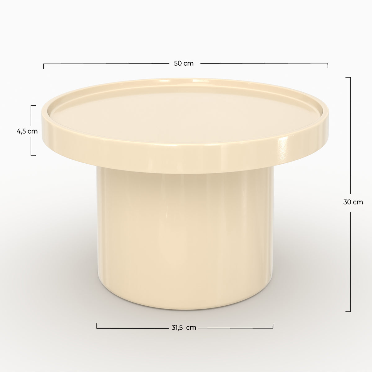 Beistelltisch Nora in weißem MDF, D50 cm