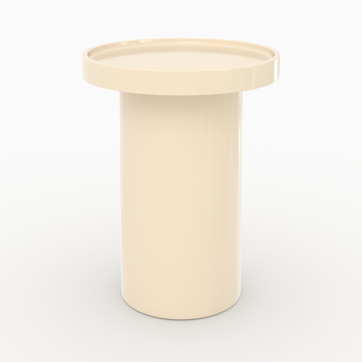 Table d'appoint Nora laquée blanc cassé D40 H50 MDF vue face – Maison Pavane