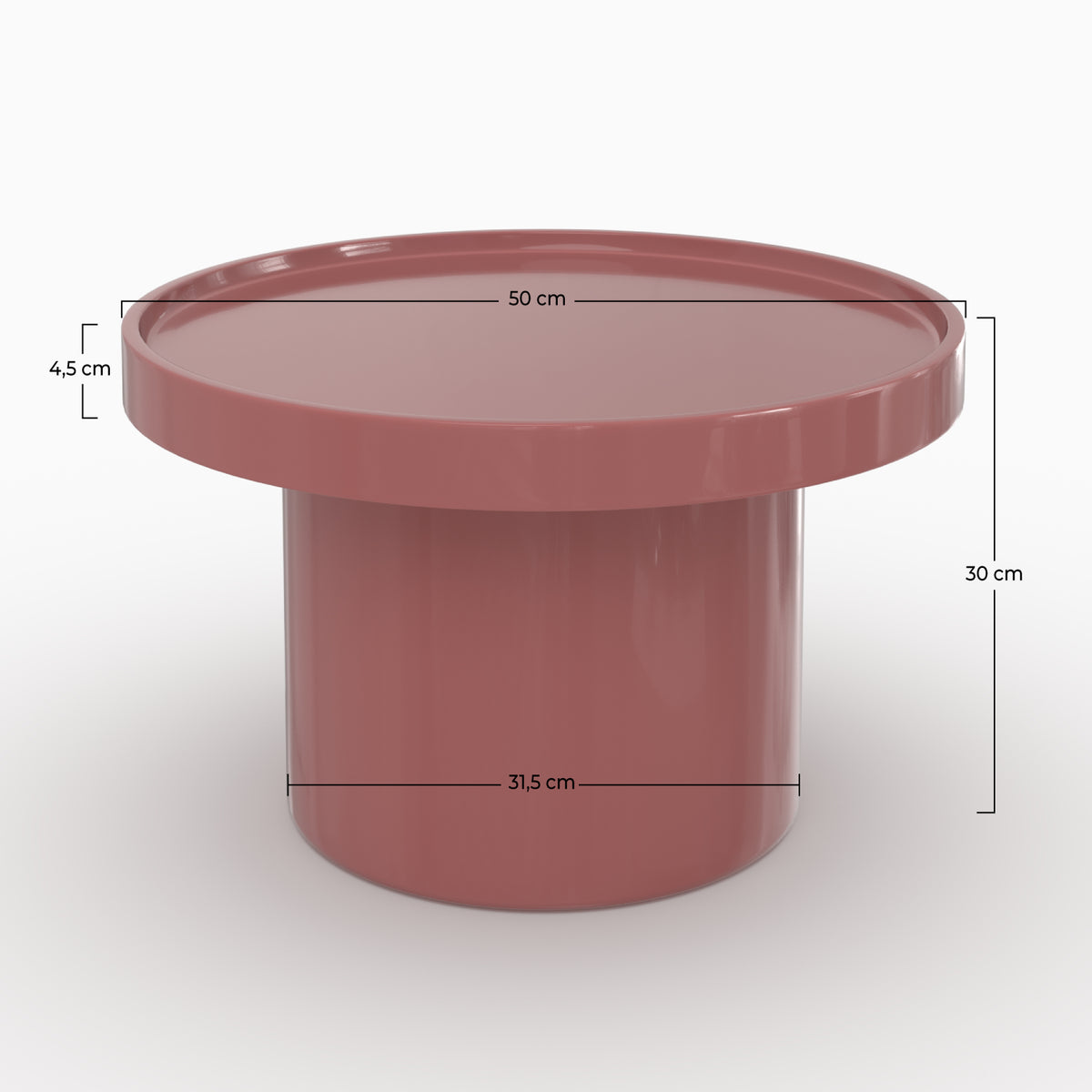 Beistelltisch Nora in Himbeerrot lackiert aus MDF, D50 cm