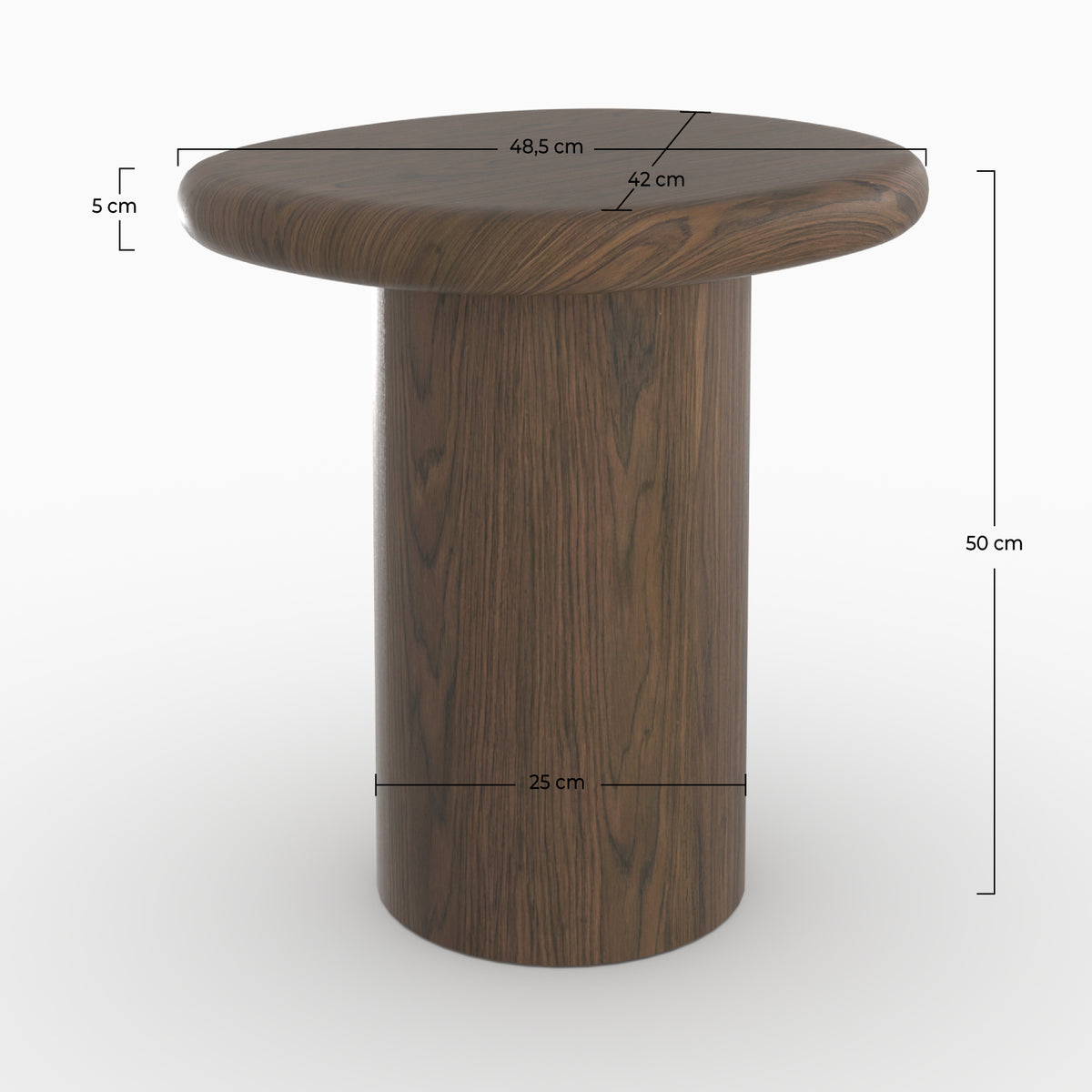 Beistelltisch Nubia aus Nussbaumfurnier, D48,5 cm